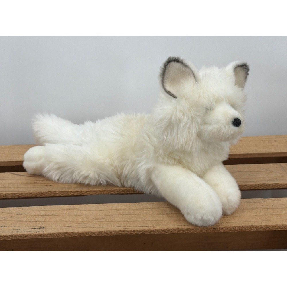 Douglas Cuddle Toy Arctic Fox White Plush Stuffed Animal 1727 Lying 12 Inch